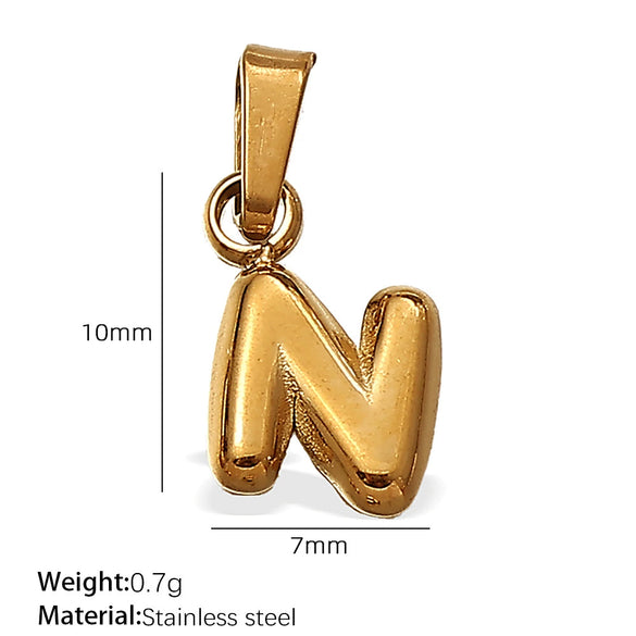 Simple Jewelry Accessories 316L Stainless Steel Mini Bubble Letter Pendant Plated 18K Gold Electroplated
