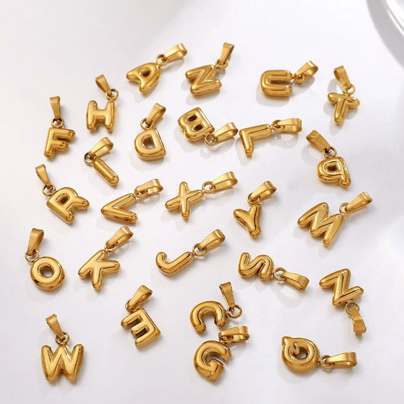 Simple Jewelry Accessories 316L Stainless Steel Mini Bubble Letter Pendant Plated 18K Gold Electroplated