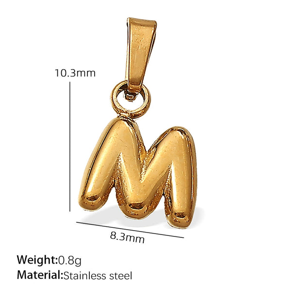 Simple Jewelry Accessories 316L Stainless Steel Mini Bubble Letter Pendant Plated 18K Gold Electroplated