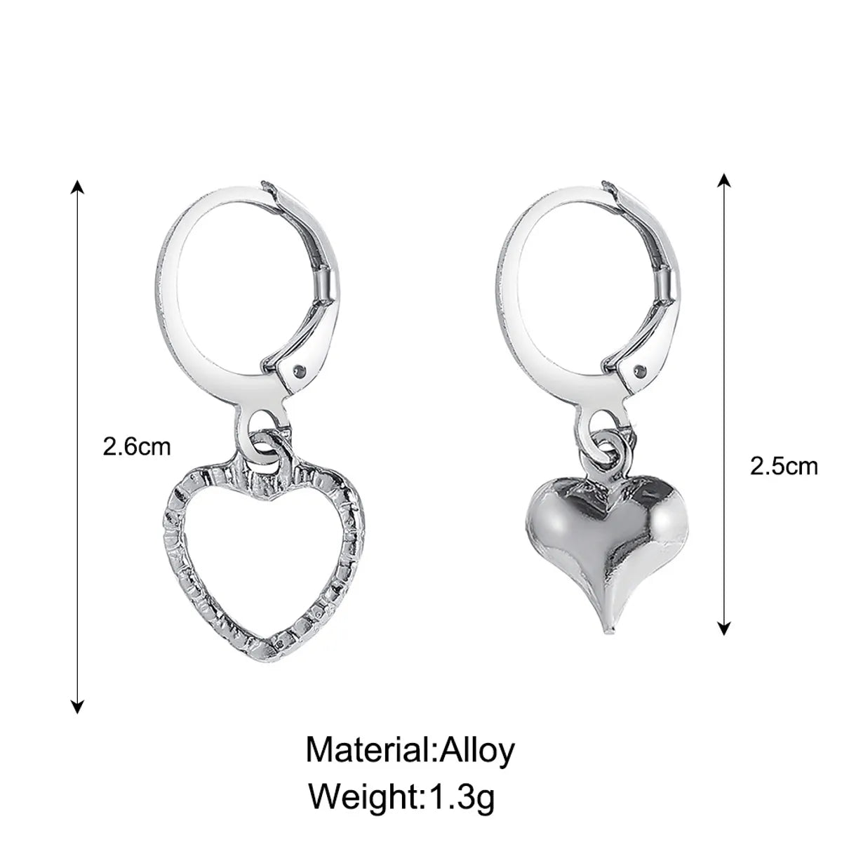 Simple Jewelry Asymmetric Heart Geometric Alloy Stud Earrings