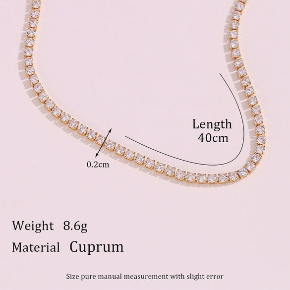 Simple Joker Temperament Women's Jewelry Copper Plated With 18K Gold Micro Zircon Chain Necklace Geometric Design Electroplating