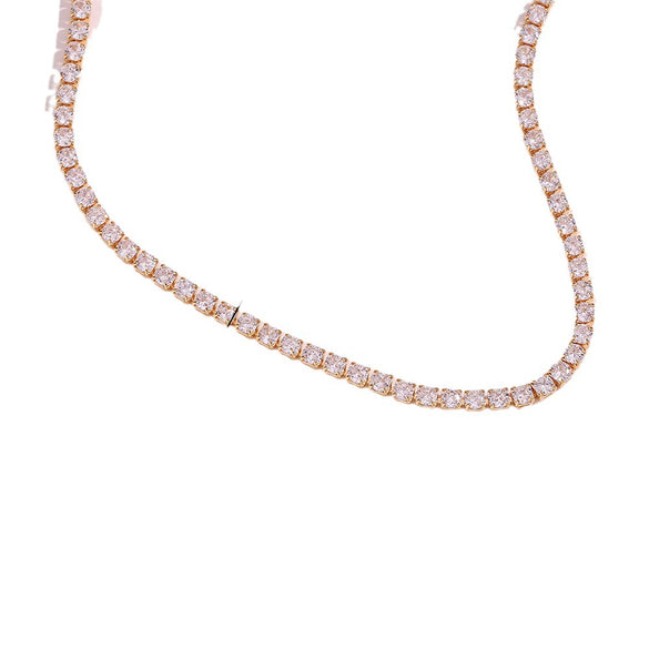 Simple Joker Temperament Women's Jewelry Copper Plated With 18K Gold Micro Zircon Chain Necklace Geometric Design Electroplating