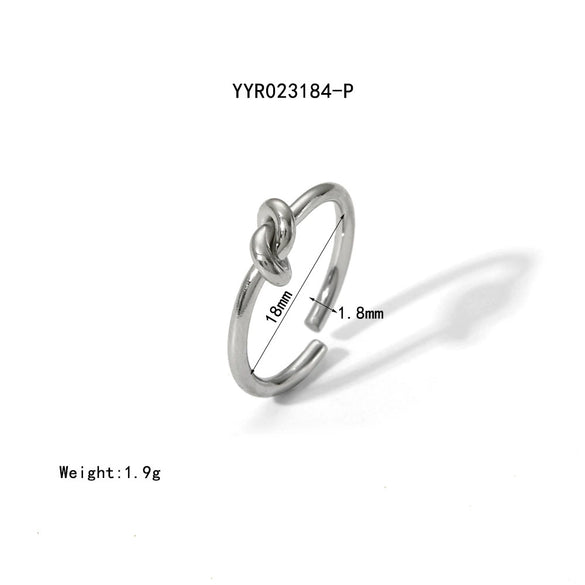 Simple Knotted Stainless Steel Opening Ring With Vacuum Real Gold Electroplating In Pvd Furnace