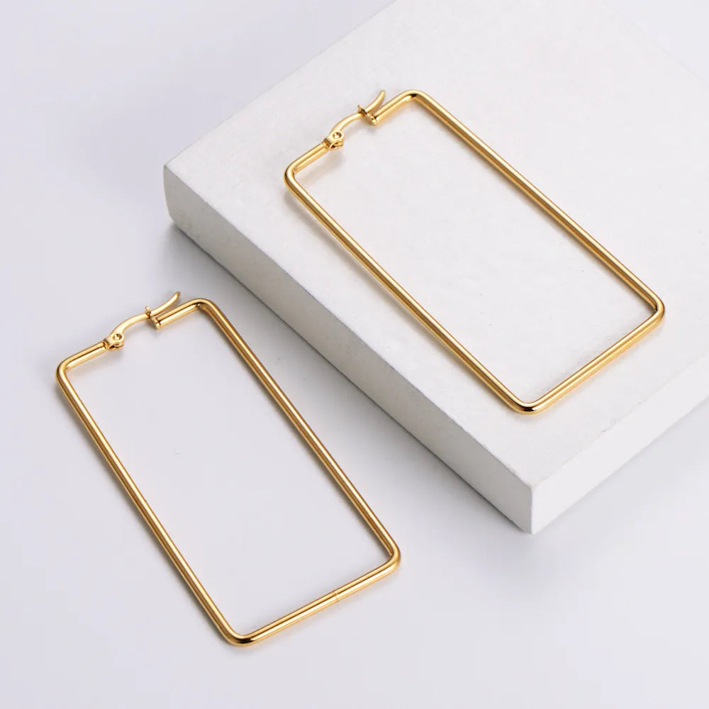 Simple Style Rhombus Plating Stainless Steel No Inlaid 18K Gold Plated Earrings