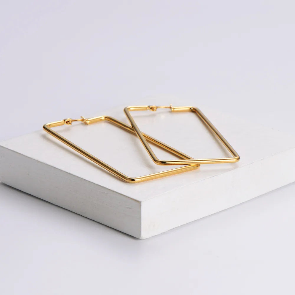 Simple Style Rhombus Plating Stainless Steel No Inlaid 18K Gold Plated Earrings