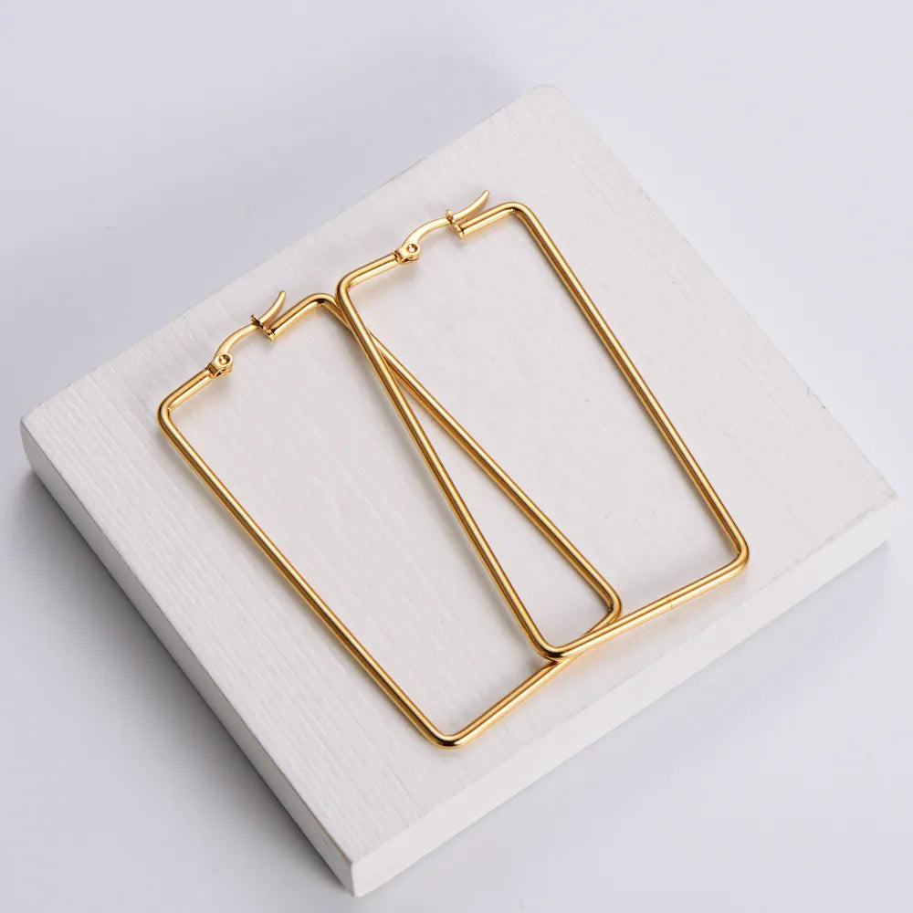 Simple Style Rhombus Plating Stainless Steel No Inlaid 18K Gold Plated Earrings