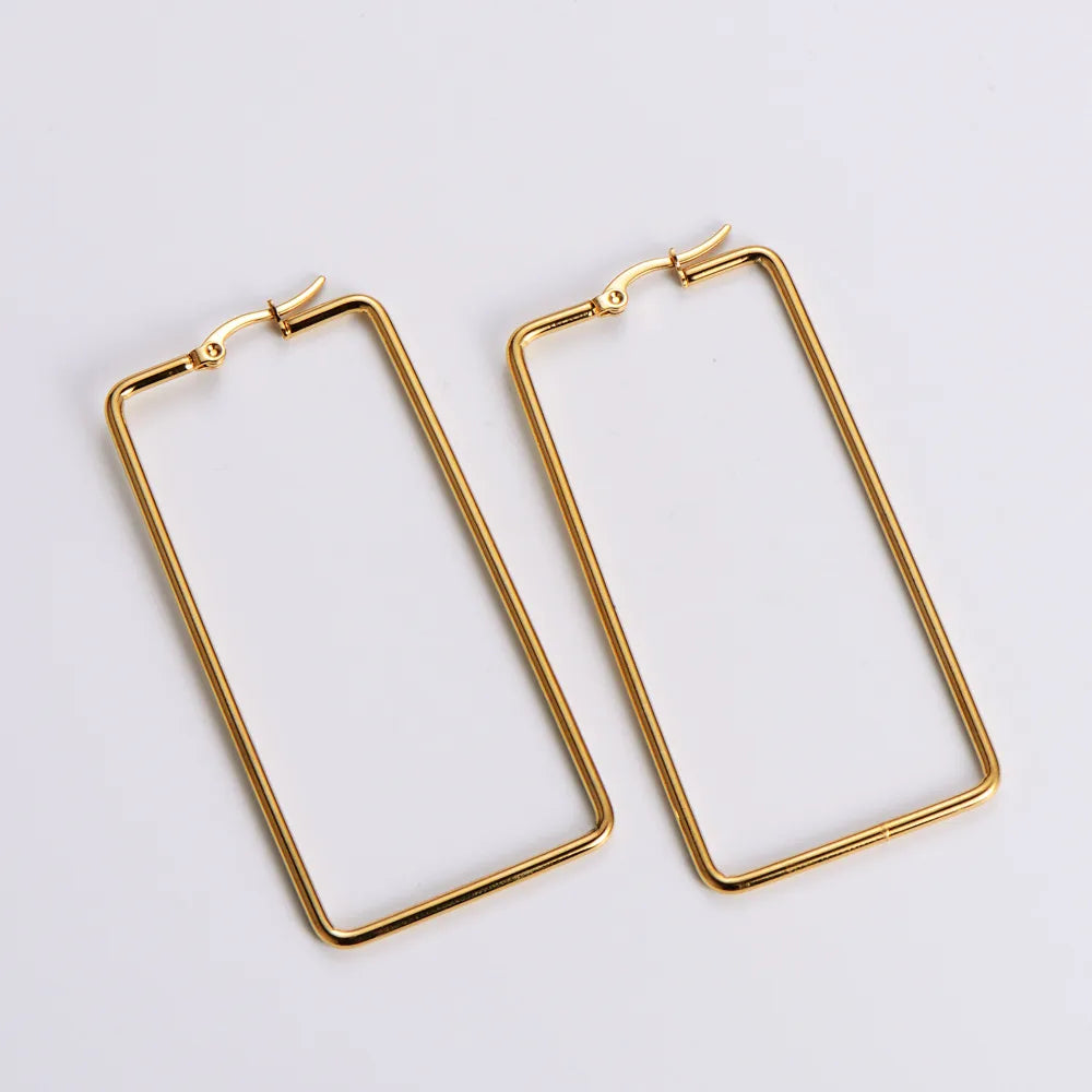 Simple Style Rhombus Plating Stainless Steel No Inlaid 18K Gold Plated Earrings