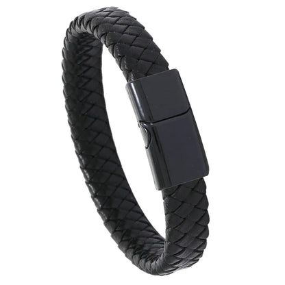 Simple Leather Alloy Magnet Buckle Retro Bracelet