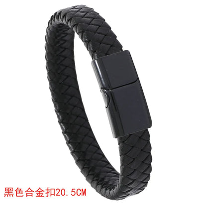 Simple Leather Alloy Magnet Buckle Retro Bracelet