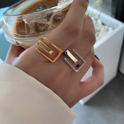 Simple Letter E Shape Fashion Design Punk Geometric Ring