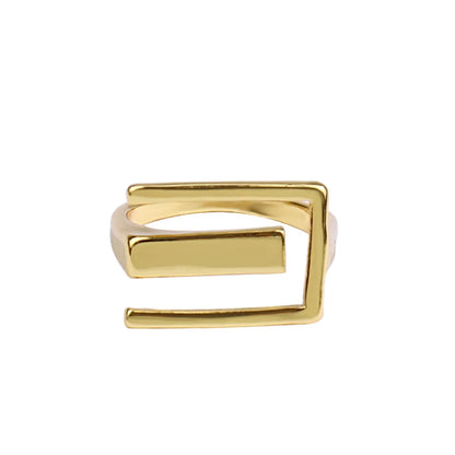 Simple Letter E Shape Fashion Design Punk Geometric Ring