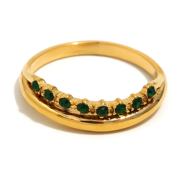 Simple Light Luxury Elegant Fashion Ring Jewelry Stainless Steel Niche Exquisite Zircon Double Layer Geometric Electroplated Ring