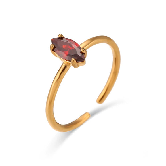 Simple Light Luxury Fashion Open Ring Jewelry In Stainless Steel With Horse Eye Zircon And Electroplating Treatment