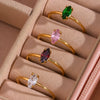 Simple Light Luxury Fashion Open Ring Jewelry In Stainless Steel With Horse Eye Zircon And Electroplating Treatment