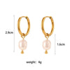 Simple Light Luxury Fashion Women's Earrings Stainless Steel 18K Gold Plated With Freshwater Pearl Geometric Design