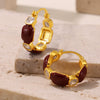 Simple Light Luxury Geometric Stainless Steel Earrings With Glaze Ear Buckle And Electroplating For Women