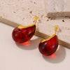 Simple Light Luxury Geometric Stainless Steel Earrings With Glaze Ear Buckle And Electroplating For Women
