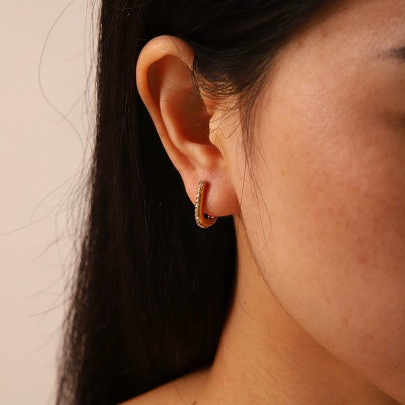 Simple Light Luxury Joker Touch Ear Buckle Stainless Steel Earrings With Geometric Pattern Pvd Furnace Real Gold Electroplating For Women