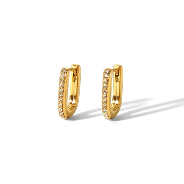 Simple Light Luxury Joker Touch Ear Buckle Stainless Steel Earrings With Geometric Pattern Pvd Furnace Real Gold Electroplating For Women