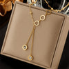 Simple Light Luxury Long Tassel Diamondembedded Irregular Circle Pendant Titanium Steel Necklace With Geometric Pattern And Electroplating Treatment