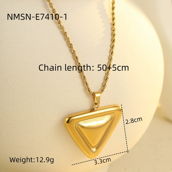Simple Light Luxury Triangular Stainless Steel Electroplated Jewelry Earrings Necklace For Women