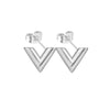 Simple Light Luxury Vletter Mother Necklace Women's Summer Clavicle Chain Colorfree Earrings Bracelet Threepiece Set Titanium Steel Electroplated Geometric Design