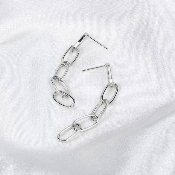 Simple Long Chain Women's Earrings With Metal Material In Ins Cold Style And Hiphop Design Electroplated With Letters Numbers Text Pattern