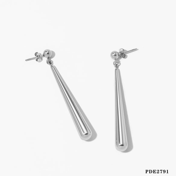 Simple Long Drop Earrings For Women Stainless Steel Polished Electroplated