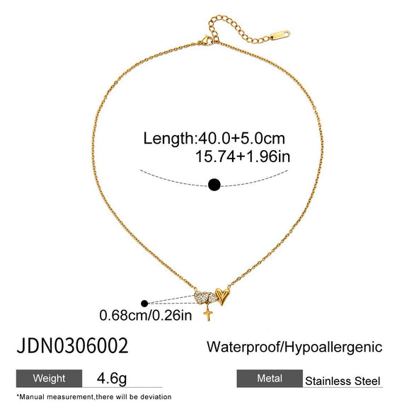 Simple Love Diamond Heartshaped Stainless Steel Pendant Necklace With Electroplating For Women