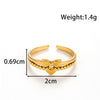Simple Love Heart Shaped Bow Titanium Steel Opening Adjustable Ring With Electroplating