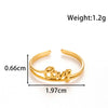 Simple Love Heart Shaped Bow Titanium Steel Opening Adjustable Ring With Electroplating