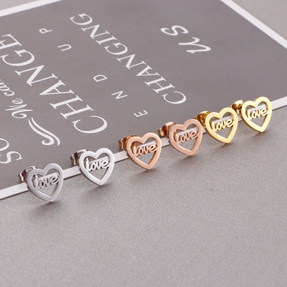 Simple Love Stainless Steel Earrings Wholesale Stainless Steel Fashion Cross-border Ear Jewelry