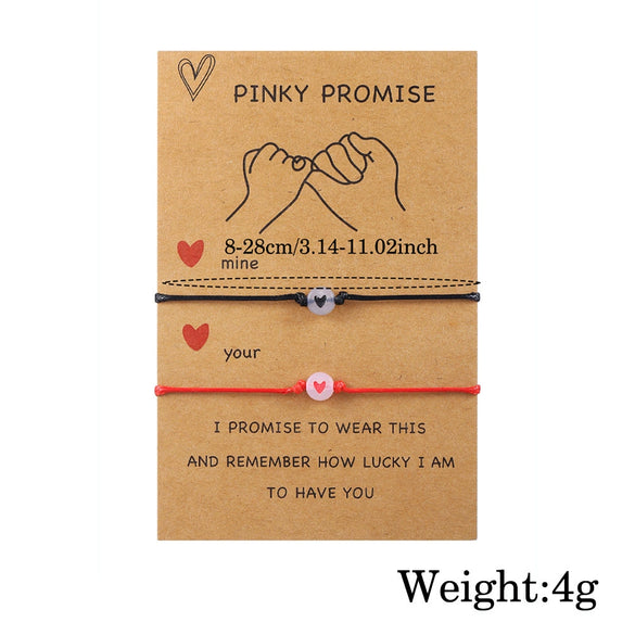 Simple Luminous Love Lucky Beads Friendship Couple Hook Card Adjustable Hand Knitted Thread Rope Unisex Cartoon Bracelet