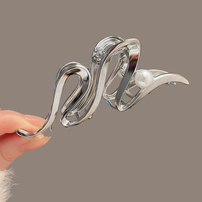 Simple Metal Catch Clip Large Shower  Pearl  Shark Clip