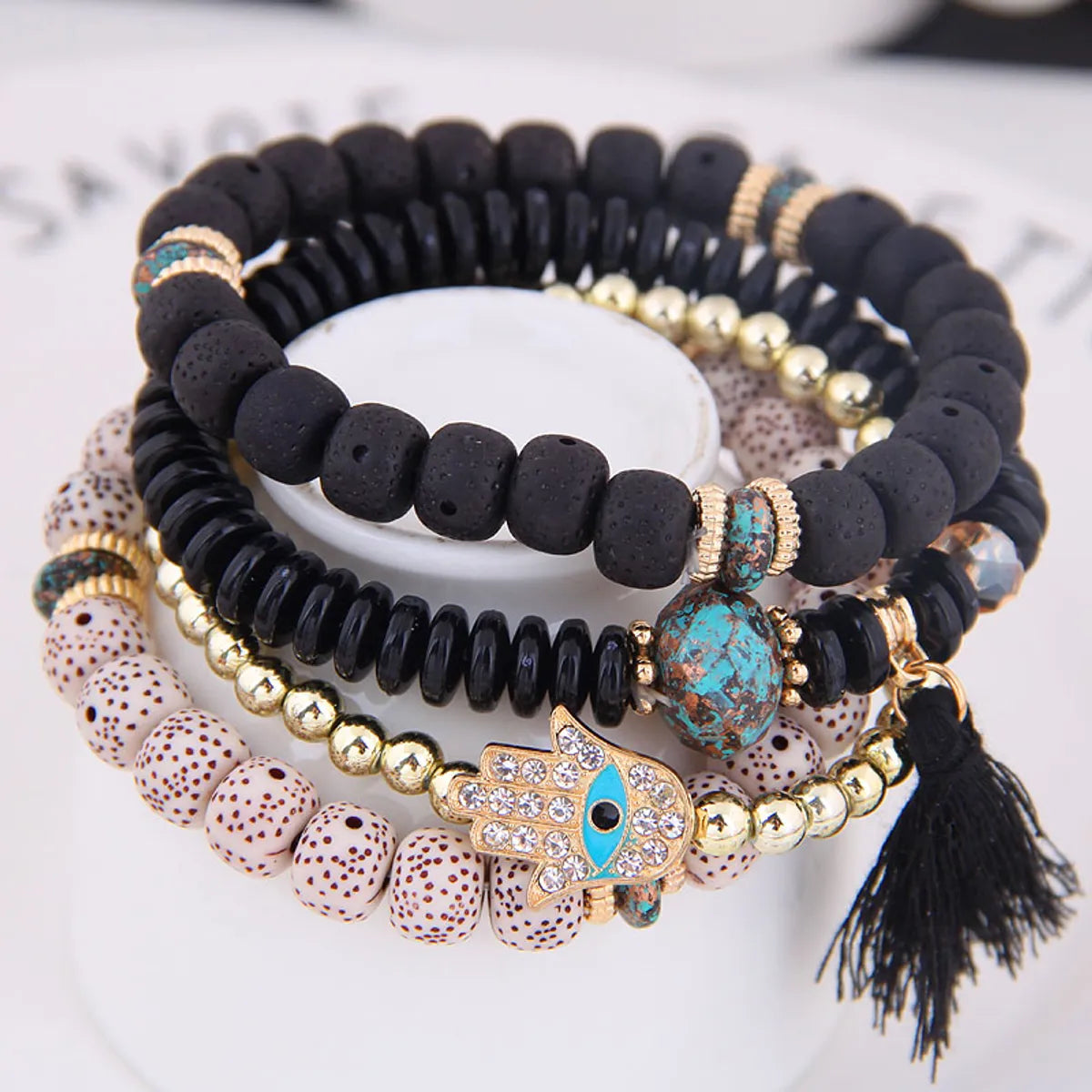 Simple Metal Flash Diamond Eyebrow Palm Multi-Layer Bracelet