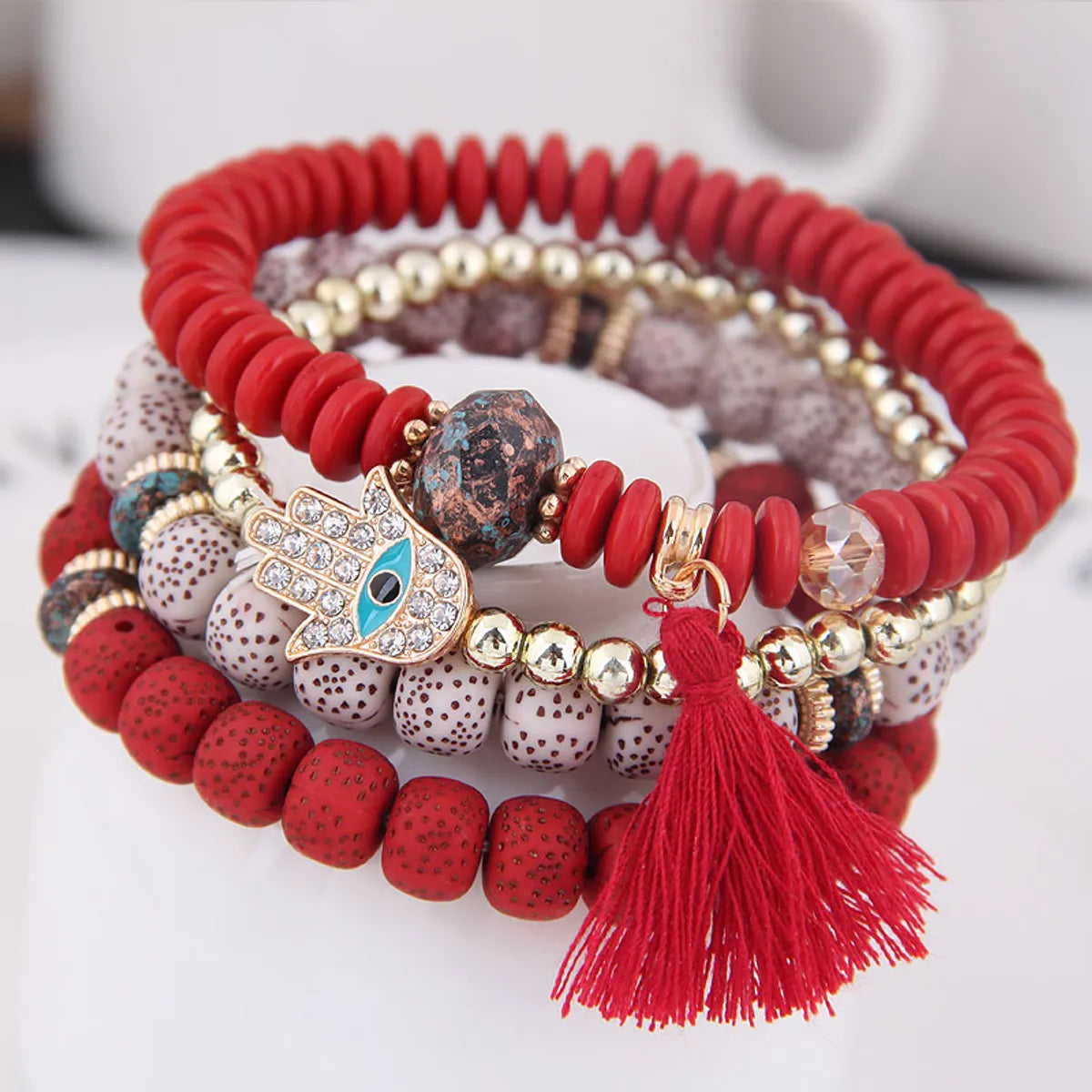 Simple Metal Flash Diamond Eyebrow Palm Multi-Layer Bracelet