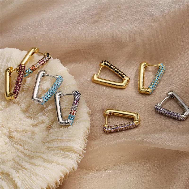 Simple Micro-Inlaid Triangle Copper Plated Ear Clip Wholesale Nihaojewelry