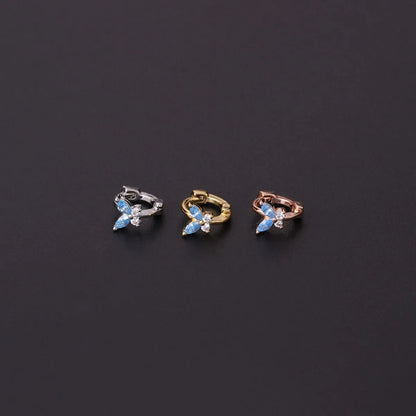 Simple Mini Ear Buckle Blue Pink White Zirconium Butterfly Ear Bone Earrings Single