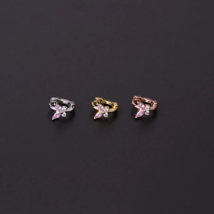 Simple Mini Ear Buckle Blue Pink White Zirconium Butterfly Ear Bone Earrings Single