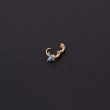 Simple Mini Ear Buckle Blue Pink White Zirconium Butterfly Ear Bone Earrings Single