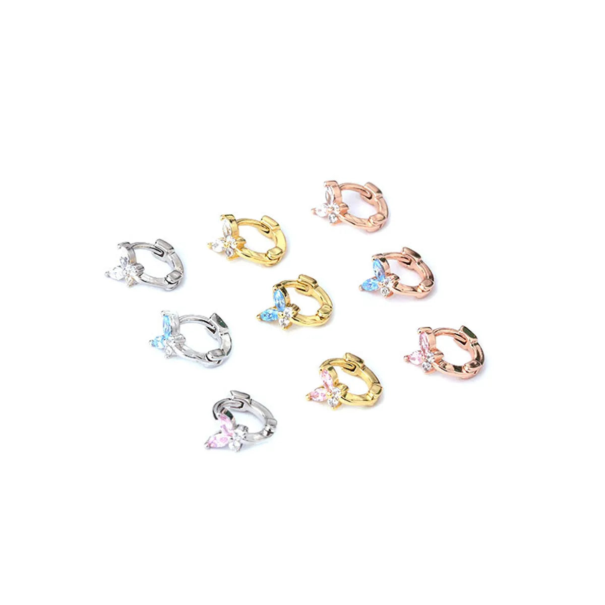 Simple Mini Ear Buckle Blue Pink White Zirconium Butterfly Ear Bone Earrings Single