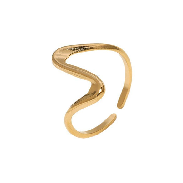 Simple Minimalist Cold Style Stainless Steel Open Ring With Geometric Design Electroplated For Women