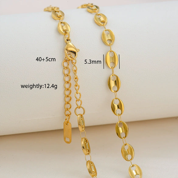 Simple Minimalist U Shape Snake Bone Chain Stainless Steel And Titanium Steel Plated Chain Necklace For Unisex