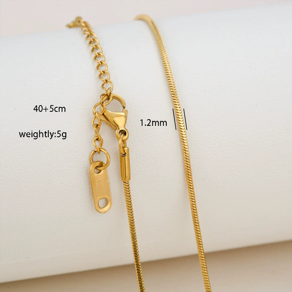 Simple Minimalist U Shape Snake Bone Chain Stainless Steel And Titanium Steel Plated Chain Necklace For Unisex