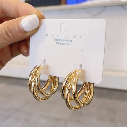 Simple Multi-layered C-shaped Alloy Hoop Earrings Nhpf147199