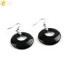 Simple Natural Stone Agate Crystal Round Earrings With Copper Accessories Peace Buckle Style Jewelry