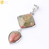 Simple Natural Stone Geometric Teardrop Double Layer Pendant With Electroplated Alloy Setting Unisex Jewelry