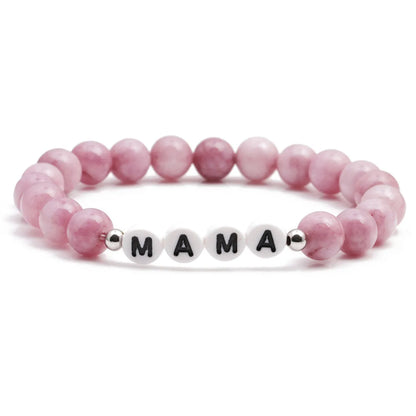 Simple Natural Stone Plus Color Mama Beaded Bracelet Mother's Day Female