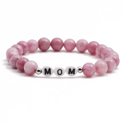 Simple Natural Stone Plus Color Mama Beaded Bracelet Mother's Day Female