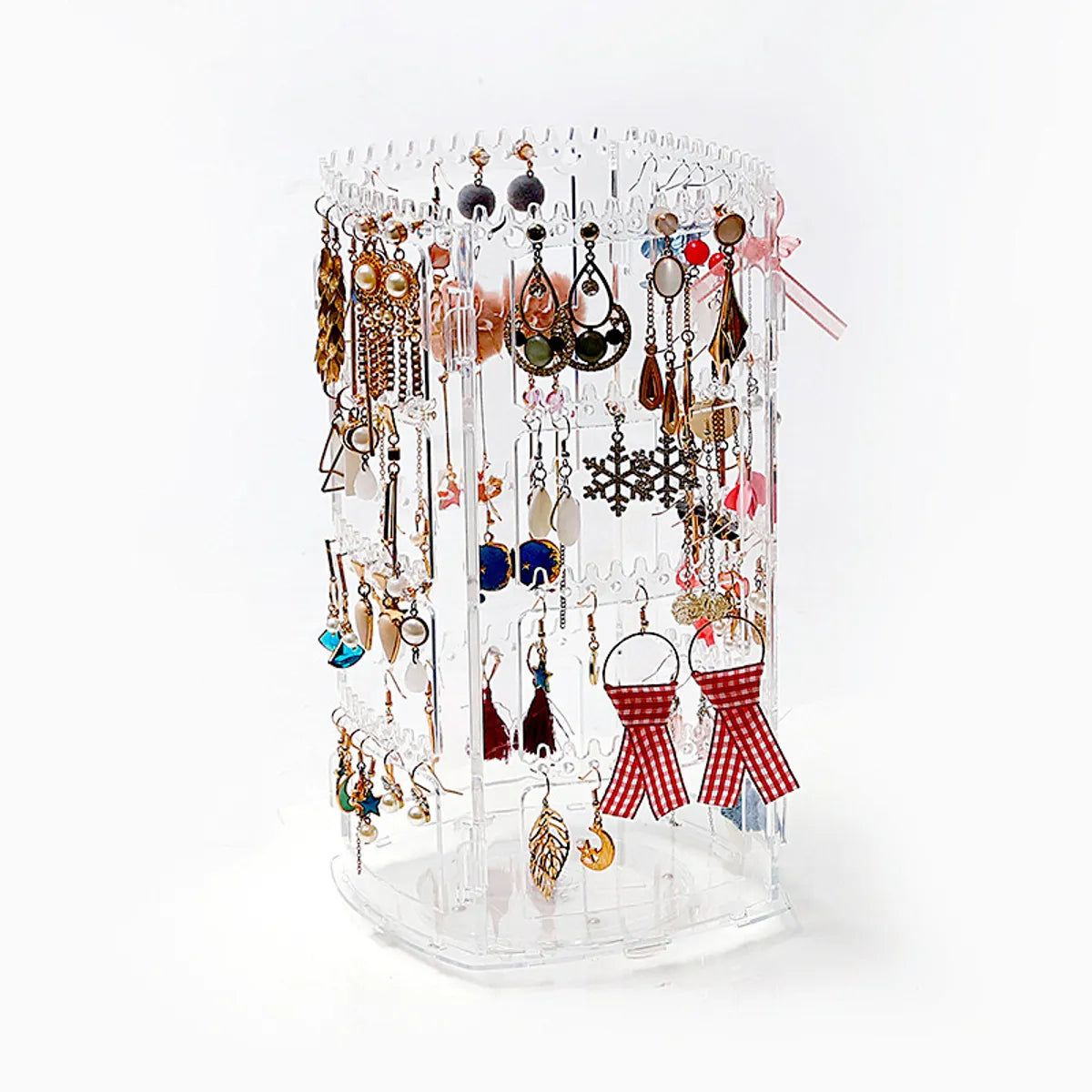 Simple New 360-Degree Rotating Jewelry Display Rack Ear Clip Earrings Jewelry Storage Box Necklace Rack